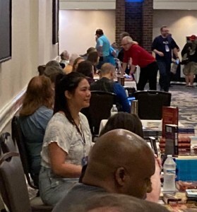 Derek Tyler Attico (foreground) and Mary Fan at Meet the Pros.