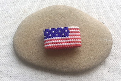 American flag stars and stripes bead ring