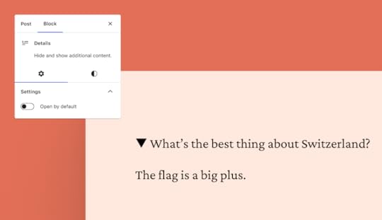 Image of the new Details Block, showing a joke with the punchline formatted as a dropdown option.