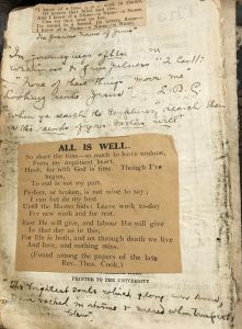 Poetry clipping in a book