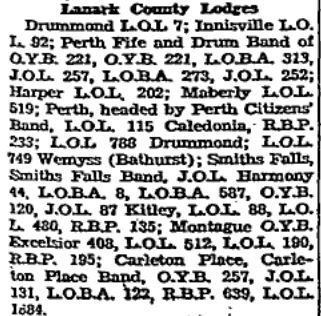 orange lodges lanark county 1946