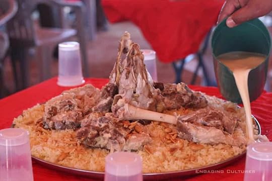 Eating mansaf in Jordan