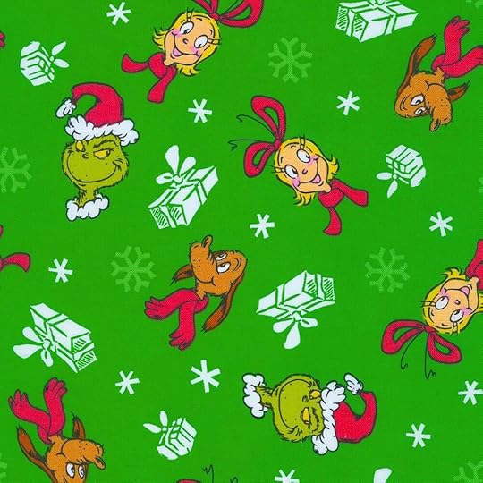 How the Grinch Stole Christmas Faces Fabric by the Yard now available at ShopNZP.com from Nancy Zieman Productions 