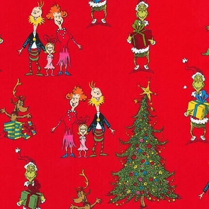 How the Grinch Stole Christmas Whoville Fabric by the Yard now available at Nancy Zieman Productions at ShopNZP.com