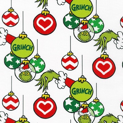 How the Grinch Stole Christmas Ornaments Fabric by the Yard now available at Nancy Zieman Productions at ShopNZP.com