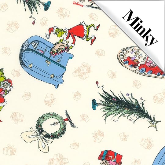 How the Grinch Stole Christmas Shenanigans Minky Fabric by the Yard now available at Nancy Zieman Productions at ShopNZP.com