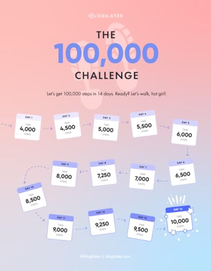 100,000 challenge walking challenge 100k step challenge blogilates