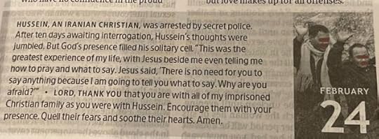 Feb 24 reading header from Bible in a year for the Persecuted Christian