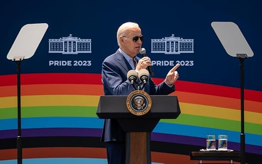 President Biden speaks at a pride event at the White House, which faced criticism after videos surfaced of topless transgender activists on the White House lawn.