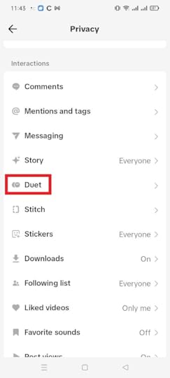 Interactions section