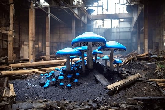 blue mushrooms