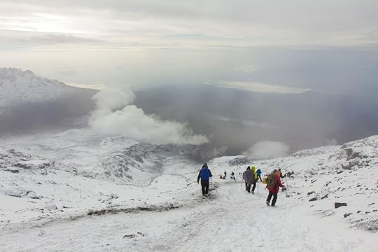 how hard is it to climb mount kilimanjaro- snow hikers people on trail