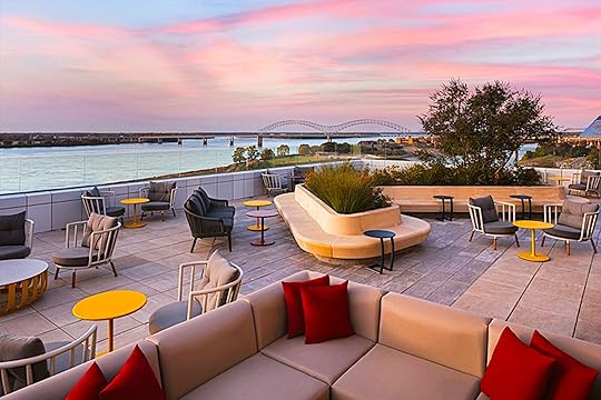 Rooftop bar at sunset at hyatt centric beale street memphis