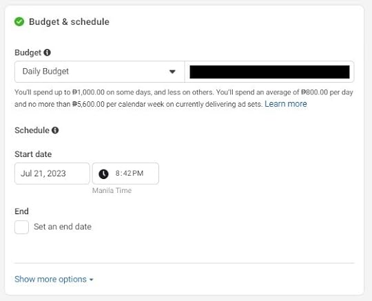 Meta Advantage+ Shopping Ads : budget and schedule