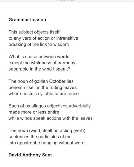 Allegro previously published my poem “Grammar Lesson” https://www.allegropoetry.org/p/issue-13-june-2017.html