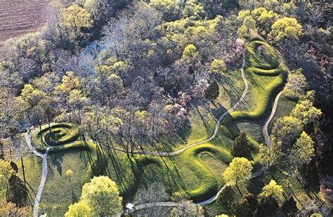 Serpent Mound, Mississippian, Adams County, Ohio, ca. 1070 CE, 1,200' long, 20' wide, 5' high ...