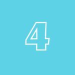 teal square with outline of a number four in the center.