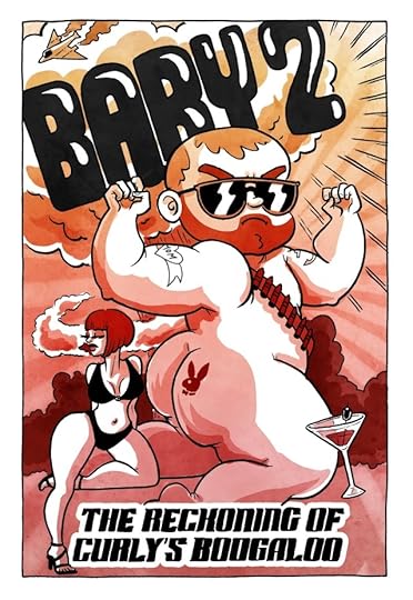 A poster with Baby 2: The Reckoning of Curly's Boogaloo in huge letters. The baby has aviators and a beard and tattoos and there are explosions and fighter jets and a woman in a bikini.