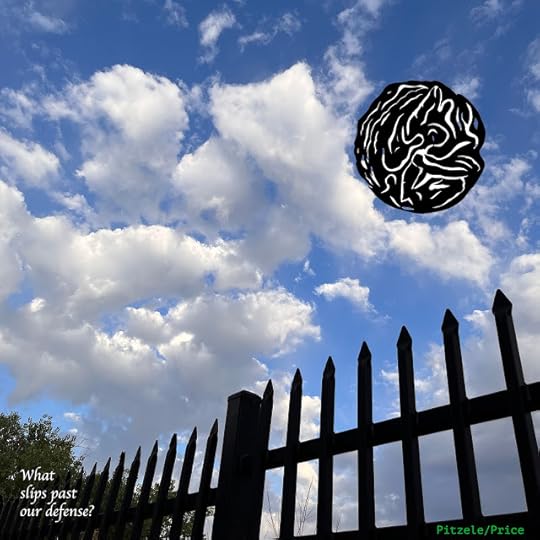 Visitation Number 2, a mandala flying over a spiked fence