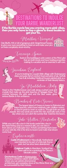 Did you know there are so many places you can go that a covered in pink homes, castles, beaches, and even religious sites?