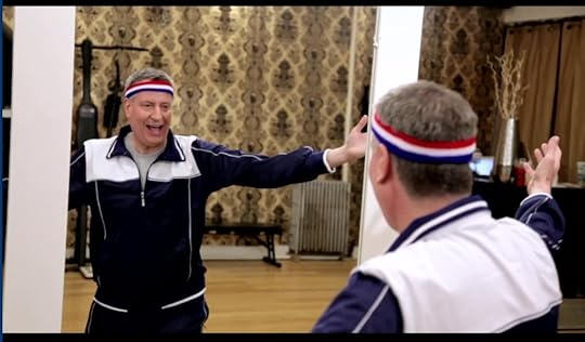Bill de Blasio in the gym in a campaign commercial