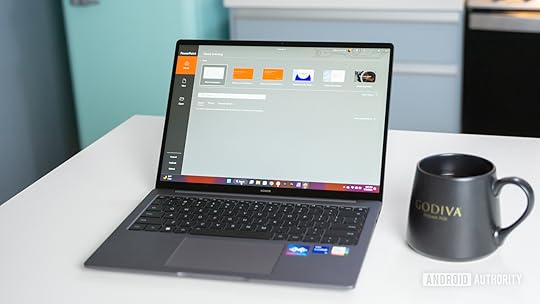 PowerPoint on laptop stock photo 1