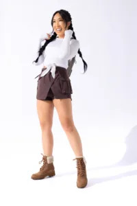 Cassey Ho wearing the all new Hiking Superskort cargo skort dark olive