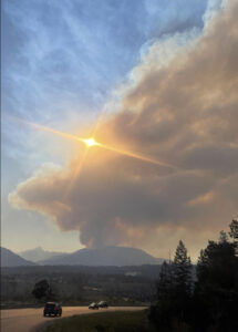 Horsethief fire as seen from the approach to Invermere, BC in July 2023