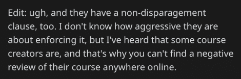 filthy rich writer review negative online comment
