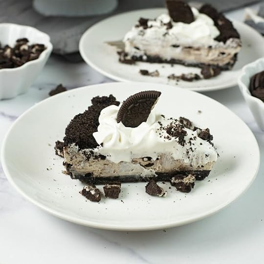 A homemade no bake cheesecake made with OREO cheesecake filling.