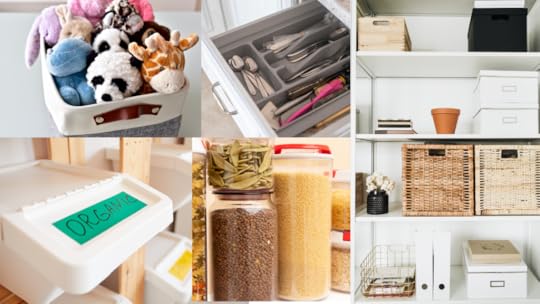 A collage of different organizing solution products.
