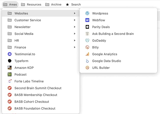 Area Folder in the Bookmark Bar