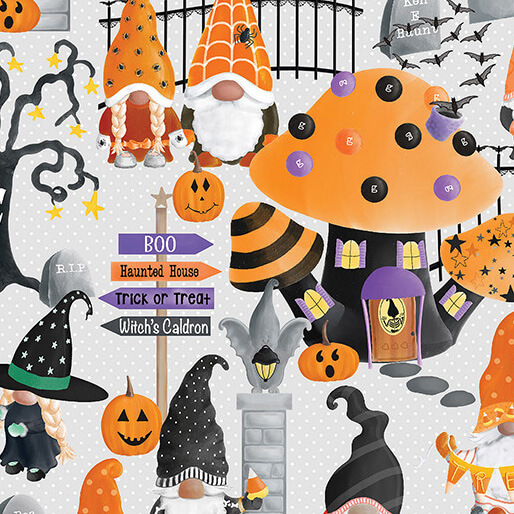 Spooktacular Gnomes Halloween Fabrics and Fabric Panels available at Nancy Zieman Productions at ShopNZP.com