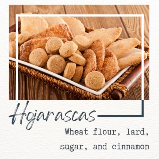 picture of hojarascas cookies plus basic ingredients: wheat flour, lard, cinnamon, and sugar