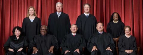 Photo of nine judges of the Supreme Court of the United States in 2022 to illustrate the blog post 