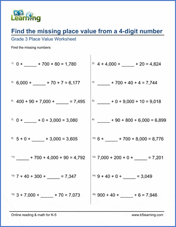 3rd grade free printable place value worksheets img abbey
