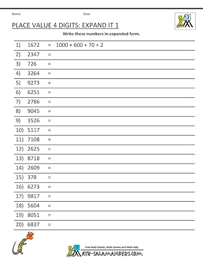 math worksheets place value 3rd grade