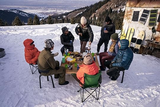 skiers around camp at 40 Tribes Jalpak Tash, Kyrgyzstan
