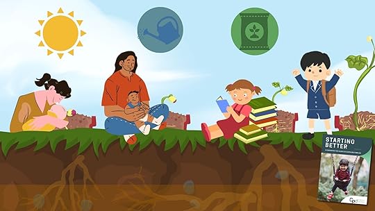 Graphic of children between 1 and 5 years old, with growing plants