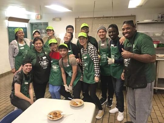 volunteer group at food bank