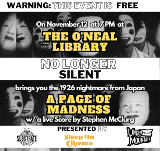 a flyer for the viewing and live score of A Page of Madness.