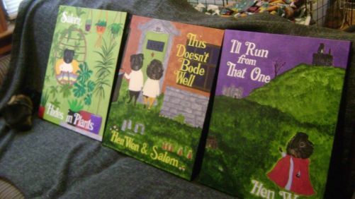 Rachel E Smith guinea pig paintings and Hen Wen guinea pig