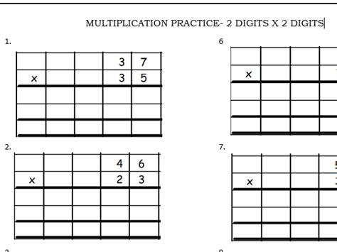 long multiplication worksheet teaching resources