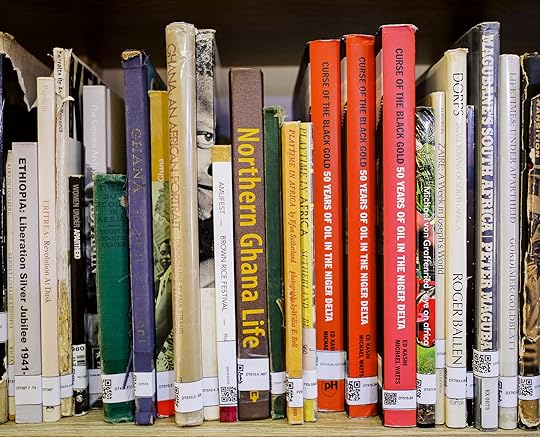 Photobooks are seen on shelves at the Dikan Centre, a library dedicated to photography, initiated by Ghanaian photographer, Paul Ninson, in Accra, Ghana. April 11, 2023. Photo: Francis Kokoroko