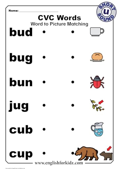 cvc words worksheets short u sound