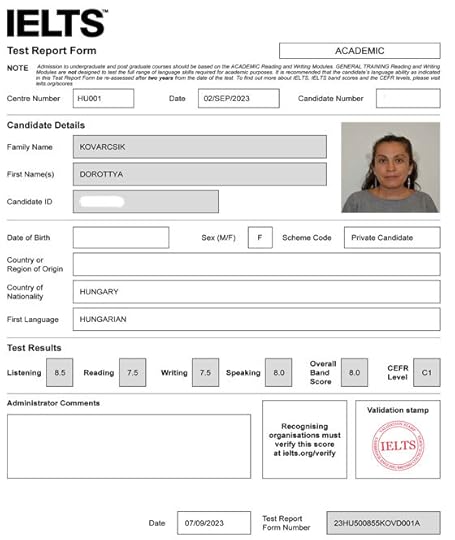 Best IELTS test result September 2023