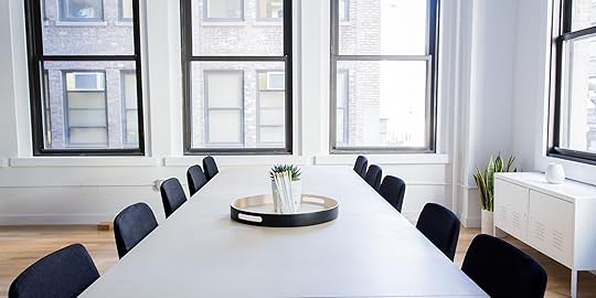 Empty meeting room, table and chairs