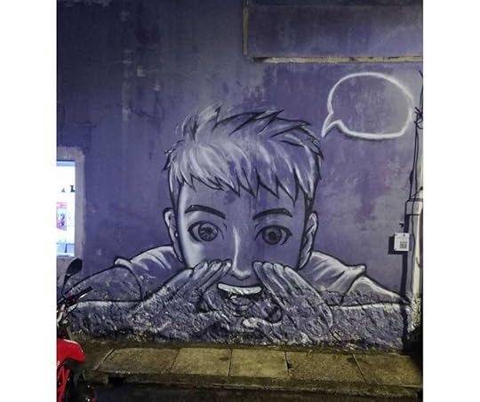 Backpacking Housewife. Created by Jim Oo Chun Hee and John Cheng. The young boy is shouting that he can teach you Hokkien.