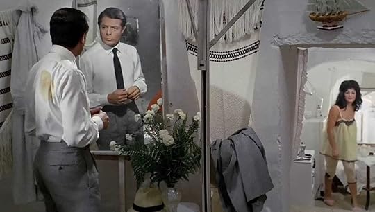 Marcello Mastroianni examines his handsome reflection in Monicelli's