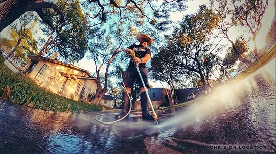 Sam Ward with pressure washer.